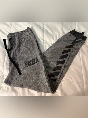 NBA Mens Cotton Joggers Gray and Black